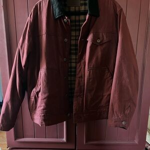Men's Burgundy Jacket with Black Collar